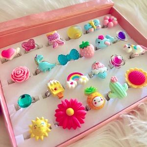 🌸NIB ADORABLE ADJUSTABLE DRESS UP RINGS!🦄🧜‍♀️🐳🦕🌈🦋🌵🍍🍦🌸☀️🎀